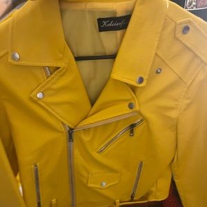 Yellow leather cute jacket